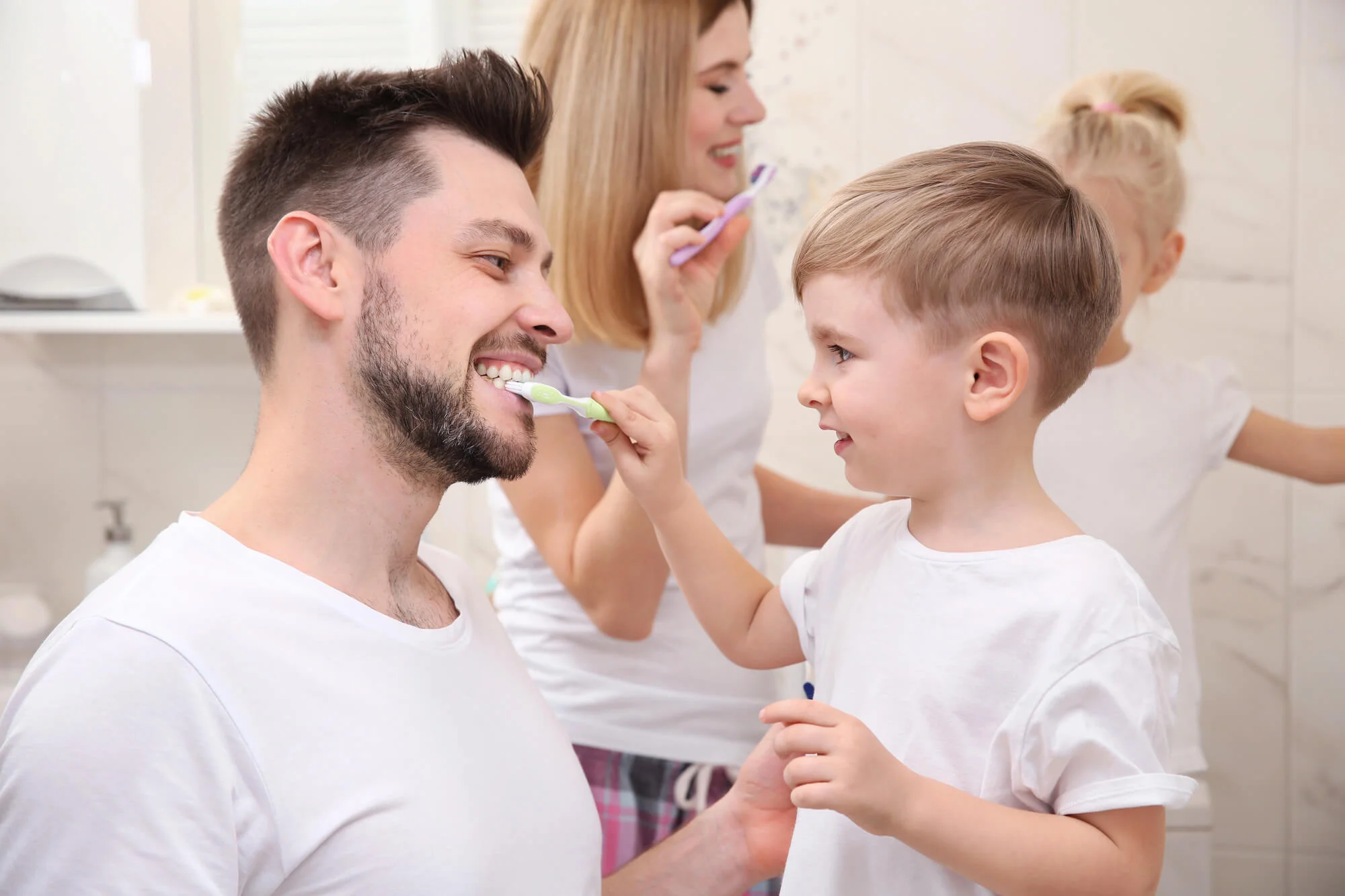 Parents And Kids Practicing Oral Care After Visiting Family Dentist In Canton, Mi.